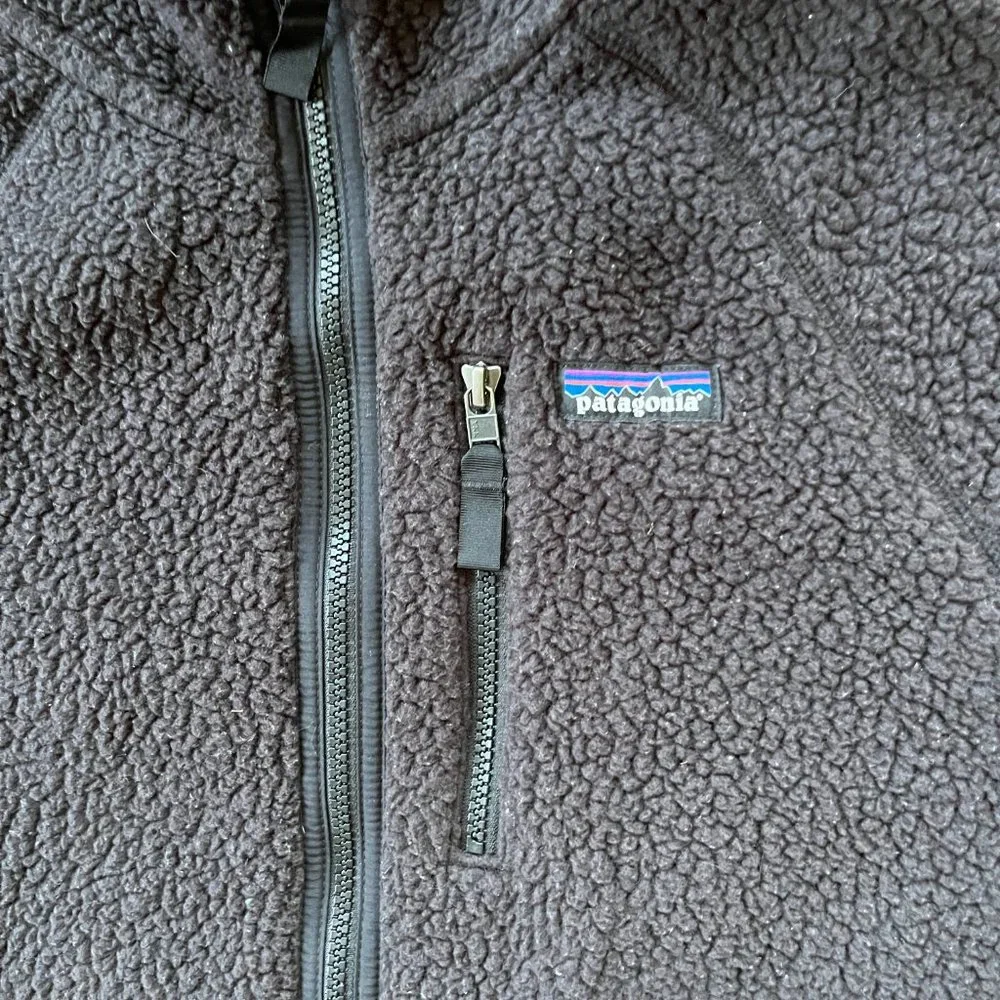 SOLD Patagonia Black Sherpa Fleece Zip Up Jacket Top Mens Size Large - Picture 2 of 9